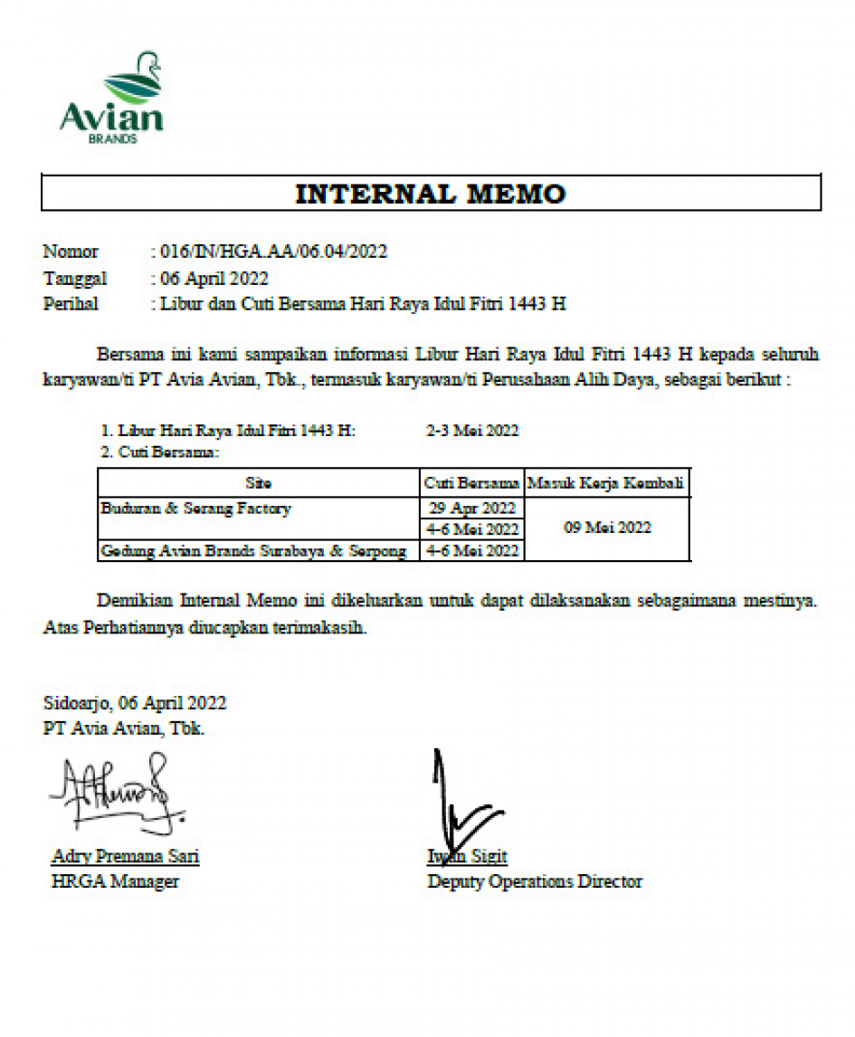 IM Libur Hari Raya Idul Fitri 1443 H